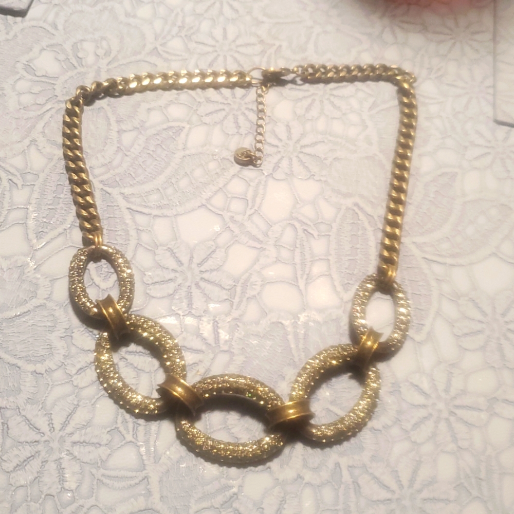 Loft Rhinestone Chain Link Necklace - image 3